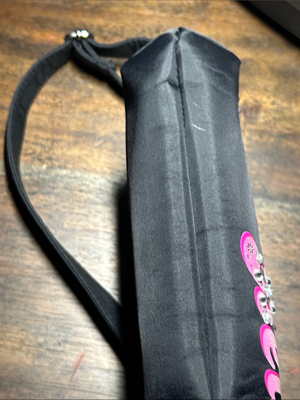 Disney - Tinker Bell Black Satin Shoulder Bag with Pink Logo - Picture 5 of 9